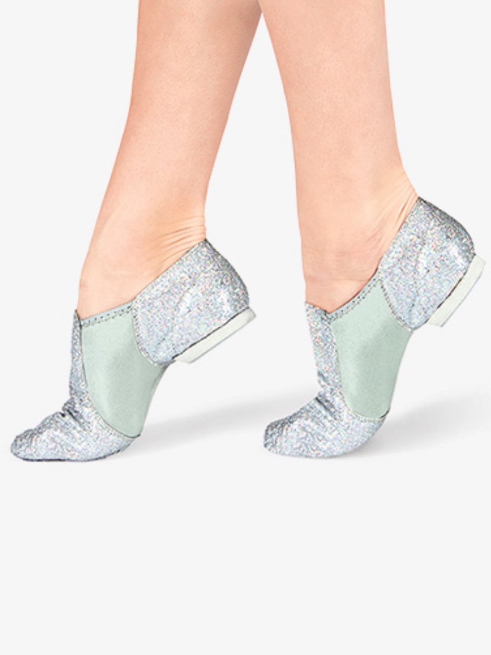 Double Platinum Dazzle Silver Glitter Jazz Dance Shoes Size 7 Mint Metallic